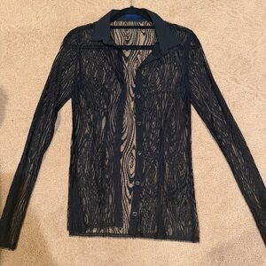 Sharon Wauchob | Black Lace Button Front Top, 36
